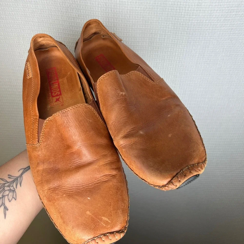 Pikolinos Jerez Mens Tan Leather Slip On Driving Loafers Shoes Size 9-9.5